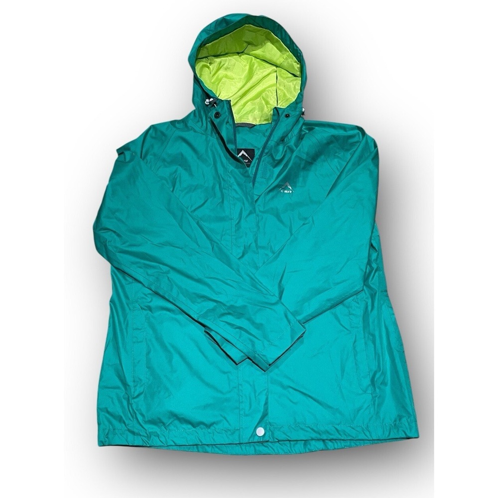 K-Way Waterproof Hooded Windbreaker‎ Rain Jacket Green Size M | Packable Pockets
